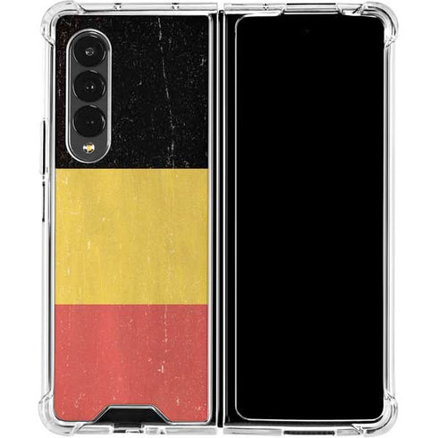 Belgium Flag Distressed Galaxy Z Fold4 5G Clear Case